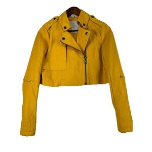 SOSKEN Studios Marley Mustard Cropped Moto Jacket Small Wizards Beyond Waverly